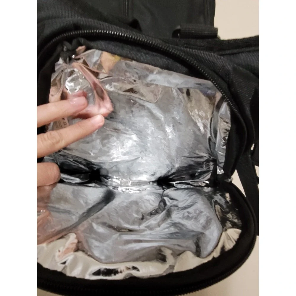 Obersee Oslo Diaper Bag Backpack with Detachable Cooler Black/White Changing Pad